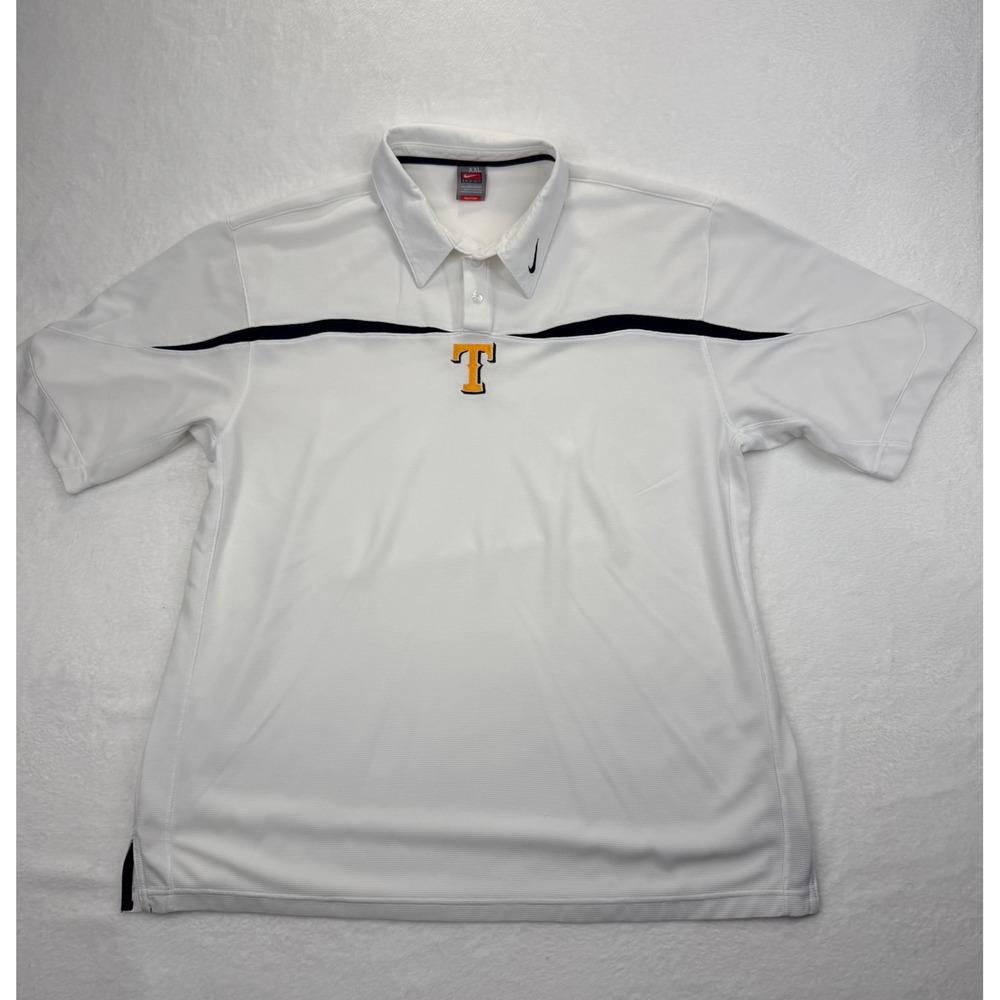 Nike Team Trine University Thunder Polo Shirt Mens XXL White Black T Logo